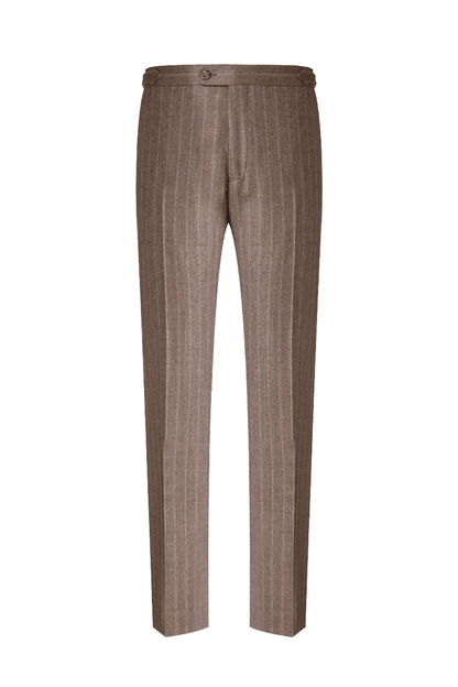 Wool Stripe Double - Breasted Suit - Brown - The Drafting Room