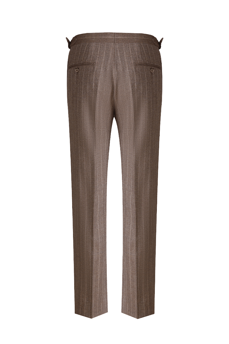 Wool Stripe Double - Breasted Suit - Brown - The Drafting Room