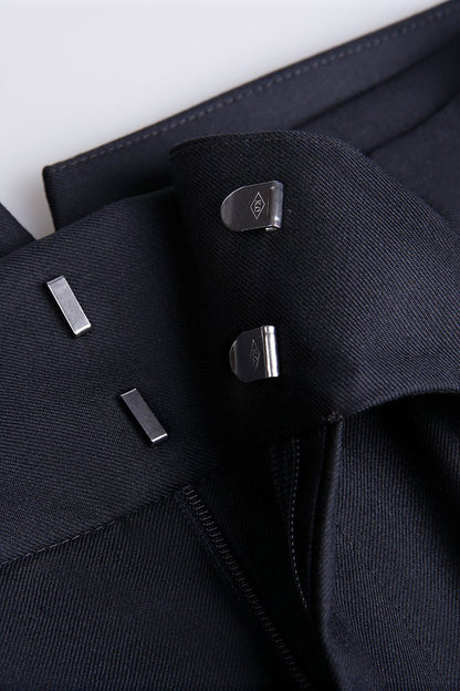 Classic Double - Breasted Wool Suit - Black - The Drafting Room