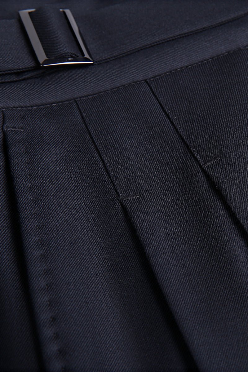 Classic Double - Breasted Wool Suit - Black - The Drafting Room