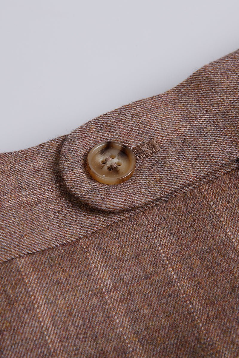 Wool Stripe Double - Breasted Suit - Brown - The Drafting Room