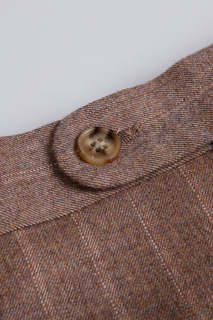Wool Stripe Double - Breasted Suit - Brown - The Drafting Room