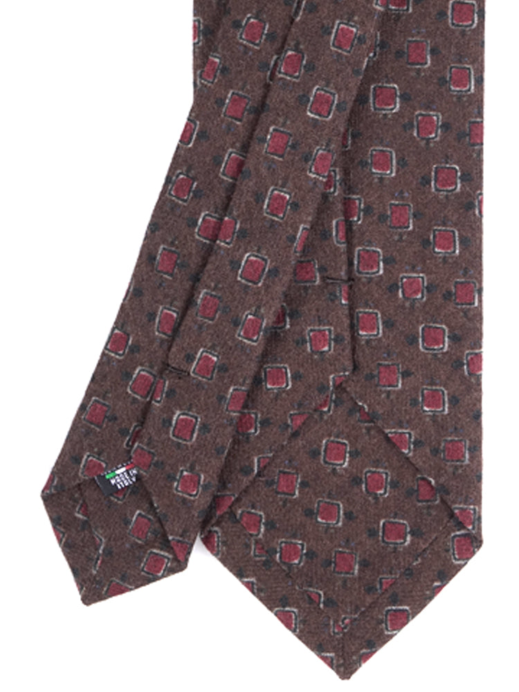 Luxury 3-Fold Wool Necktie in Brown