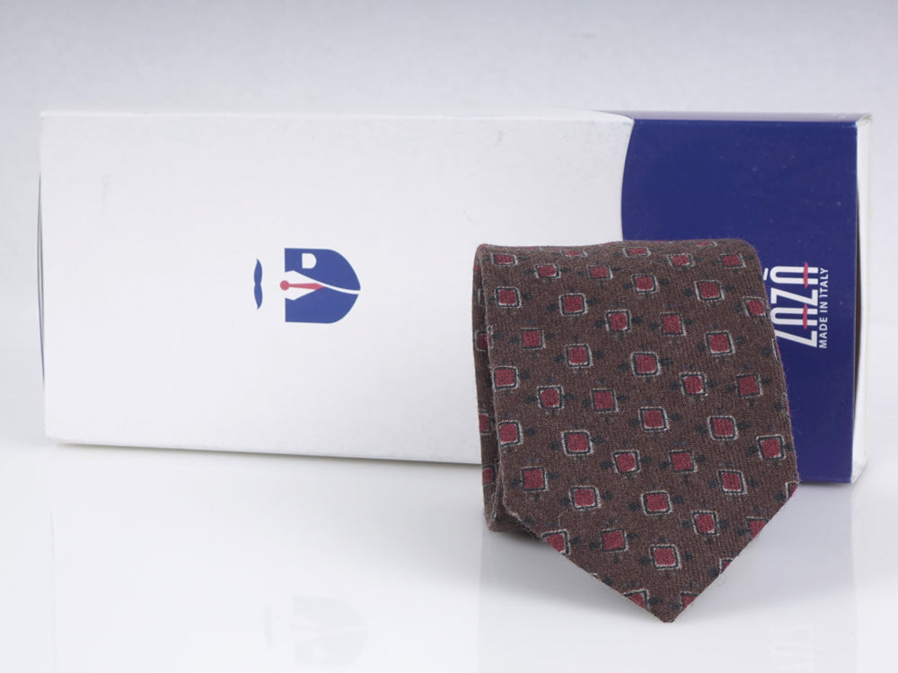 Luxury 3-Fold Wool Necktie in Brown