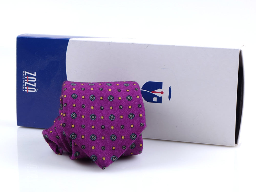 Luxury 3-Fold Wool Necktie in Purple