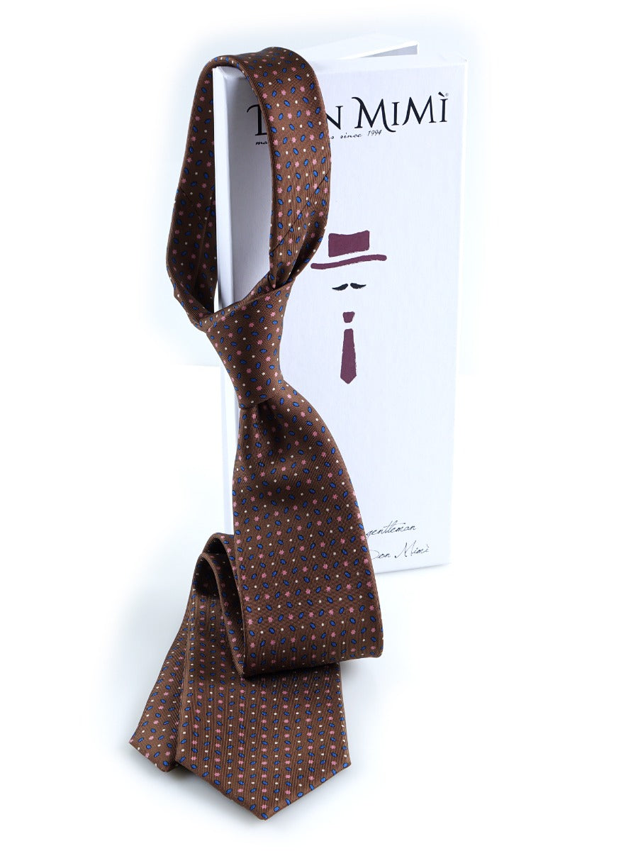 Luxury 3-Fold Silk Necktie in Brown